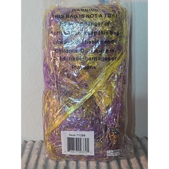 Vtg NOS Purple Yellow Easter Basket Grass 4oz Cellophane It's In The Bag Filler - Picture 3 of 6
